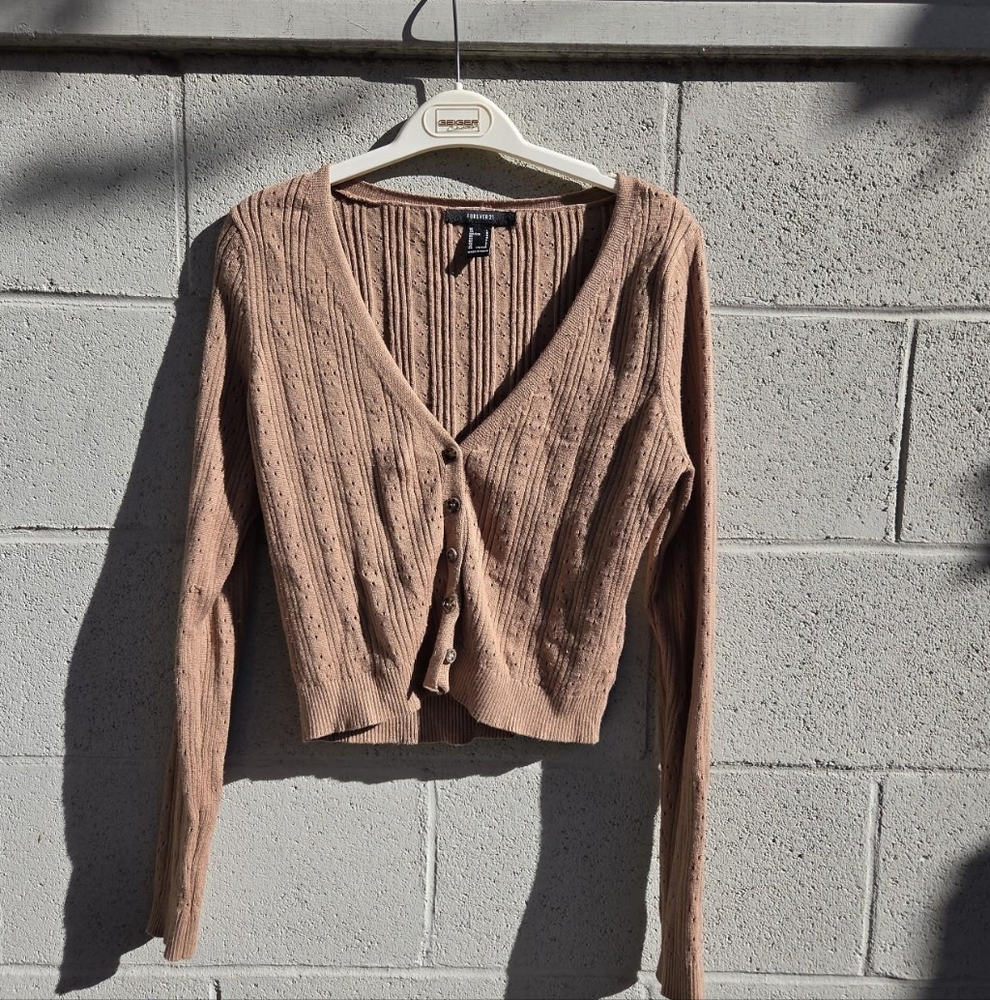 Light Brown Ribbed Cardigan